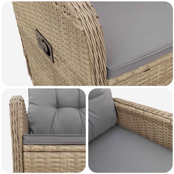 Grote foto vidaxl verstelbare tuinstoel beige en licht grijs 57 x 63 x 94 cm tuin en terras tuinmeubelen