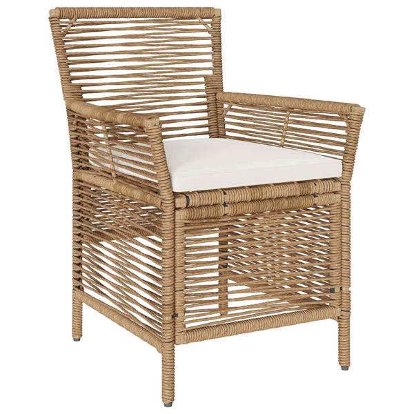 Grote foto vidaxl buitenstoel met kussen 2 pcs beige en cr me poly rattan tuin en terras tuinmeubelen