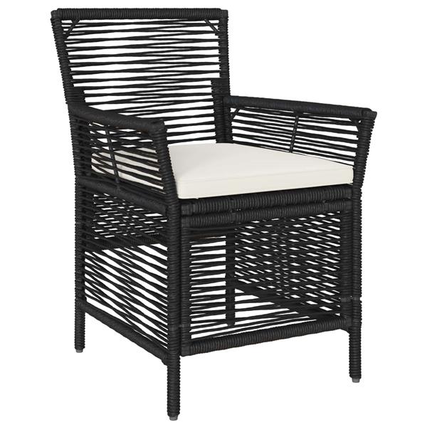 Grote foto vidaxl buitenstoel met kussen 4 pcs zwart en cr me poly rattan tuin en terras tuinmeubelen