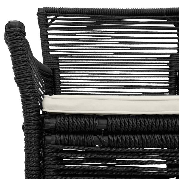 Grote foto vidaxl buitenstoel met kussen 4 pcs zwart en cr me poly rattan tuin en terras tuinmeubelen