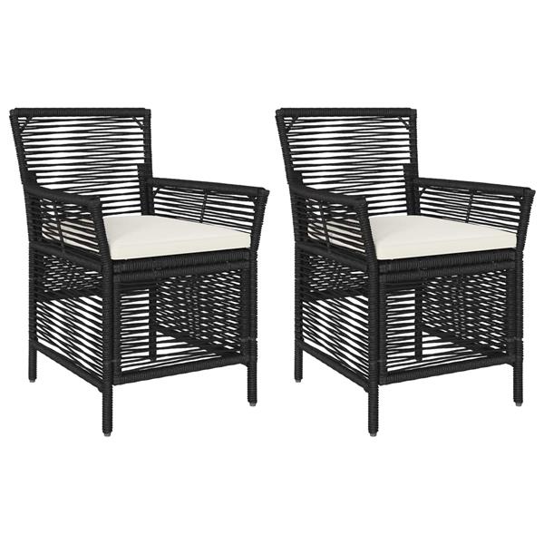 Grote foto vidaxl buitenstoel met kussen 2 pcs zwart en cr me poly rattan tuin en terras tuinmeubelen