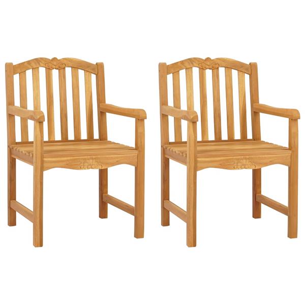 Grote foto vidaxl handgesneden rozen stoel 2 pcs naturel massief teakhout tuin en terras tuinmeubelen