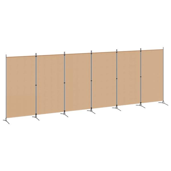 Grote foto vidaxl 6 panelen kamerscherm beige 520 x 180 cm stof huis en inrichting overige huis en inrichting