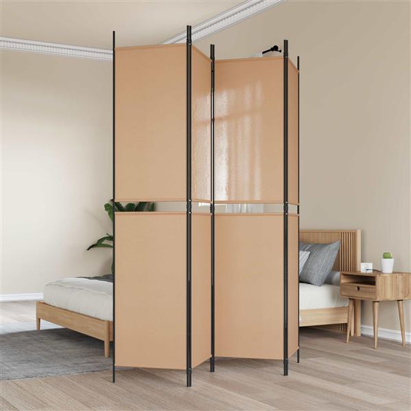 Grote foto vidaxl 4 panelen roomdivider beige 200 x 220 cm stof huis en inrichting overige huis en inrichting