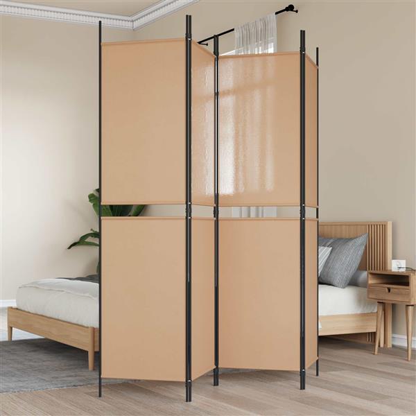 Grote foto vidaxl 4 panelen kamerscherm beige 200 x 200 cm stof huis en inrichting overige huis en inrichting