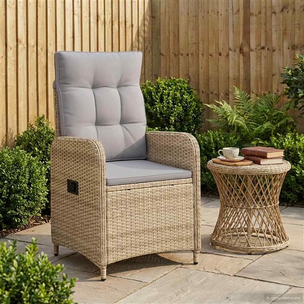 Grote foto vidaxl verstelbare tuinstoel beige en licht grijs 57 x 63 x 94 cm tuin en terras tuinmeubelen