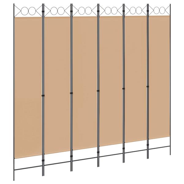 Grote foto vidaxl 6 panelen kamerscherm beige 240 x 220 cm stof huis en inrichting overige huis en inrichting