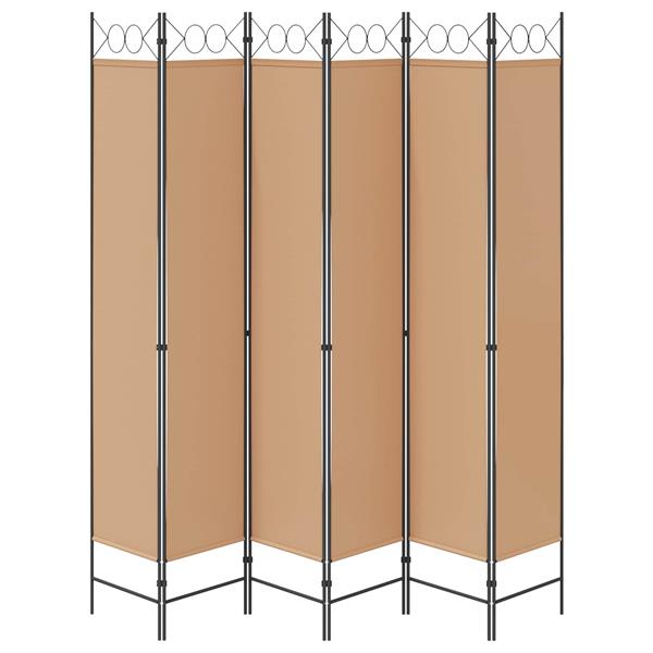 Grote foto vidaxl 6 panelen kamerscherm beige 240 x 220 cm stof huis en inrichting overige huis en inrichting