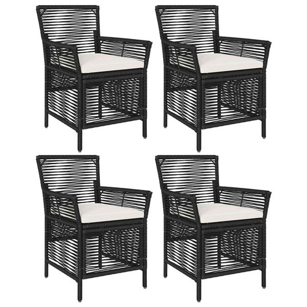 Grote foto vidaxl buitenstoel met kussen 4 pcs zwart en cr me poly rattan tuin en terras tuinmeubelen