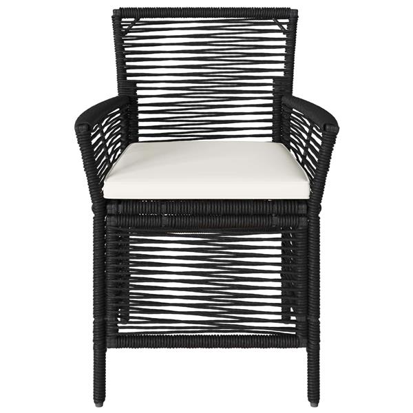 Grote foto vidaxl buitenstoel met kussen 4 pcs zwart en cr me poly rattan tuin en terras tuinmeubelen