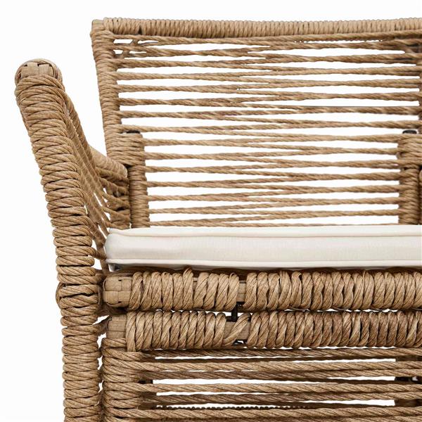 Grote foto vidaxl buitenstoel met kussen 2 pcs beige en cr me poly rattan tuin en terras tuinmeubelen