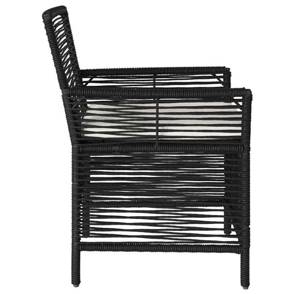 Grote foto vidaxl buitenstoel met kussen 2 pcs zwart en cr me poly rattan tuin en terras tuinmeubelen