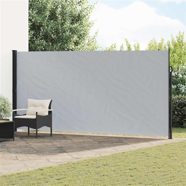 Grote foto vidaxl uittrekbaar zijscherm grijs 500 x 220 cm polyester tuin en terras overige tuin en terras