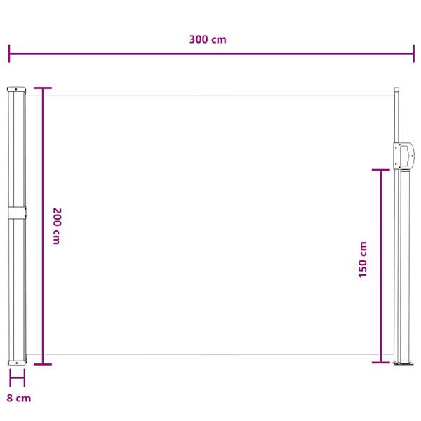 Grote foto vidaxl uittrekbaar zijscherm zand 300 x 200 cm polyester tuin en terras overige tuin en terras