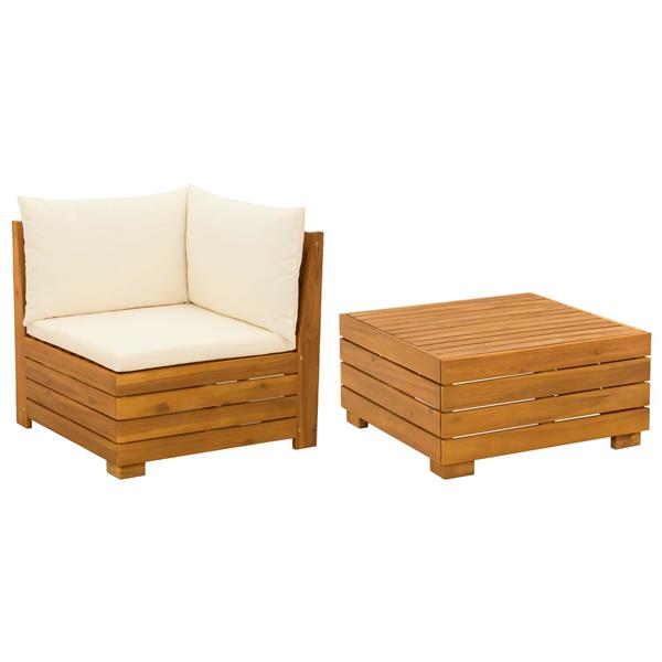 Grote foto vidaxl tuin loungeset met kussen 2 stuk bruin massief acaciahout tuin en terras tuinmeubelen