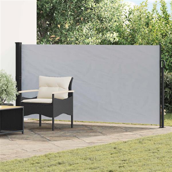 Grote foto vidaxl uittrekbaar zijscherm grijs 300 x 140 cm polyester tuin en terras overige tuin en terras