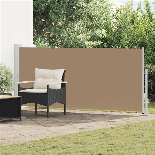 Grote foto vidaxl uittrekbaar zijscherm taupe 600 x 117 cm polyester tuin en terras overige tuin en terras