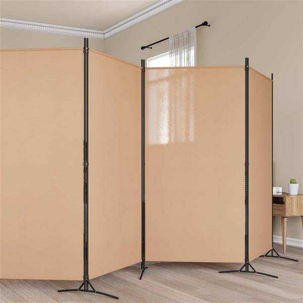 Grote foto vidaxl 5 panel room divider beige 433 x 180 cm stof huis en inrichting overige huis en inrichting