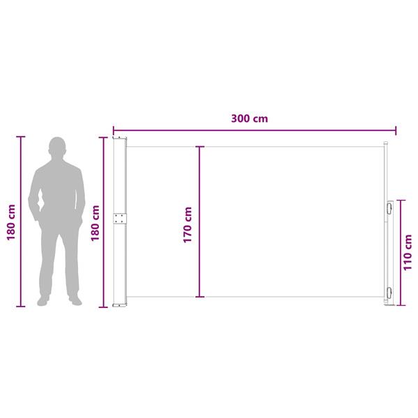 Grote foto vidaxl uittrekbaar zijscherm taupe 300 x 180 cm polyester tuin en terras overige tuin en terras