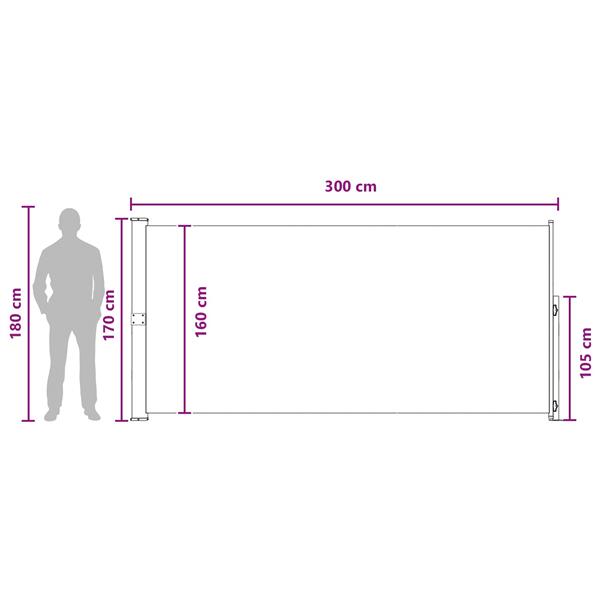 Grote foto vidaxl uittrekbaar zijscherm antracietkleurig 300 x 170 cm polyester tuin en terras overige tuin en terras