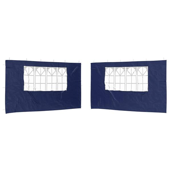 Grote foto vidaxl party tent zijwand 2 pcs 400 x 195 cm blauw pe en staal tuin en terras overige tuin en terras