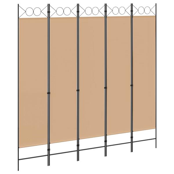 Grote foto vidaxl 5 panel room divider beige 200 x 200 cm stof huis en inrichting overige huis en inrichting