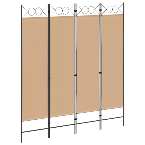 Grote foto vidaxl 4 panelen roomdivider beige 160 x 180 cm stof huis en inrichting overige huis en inrichting