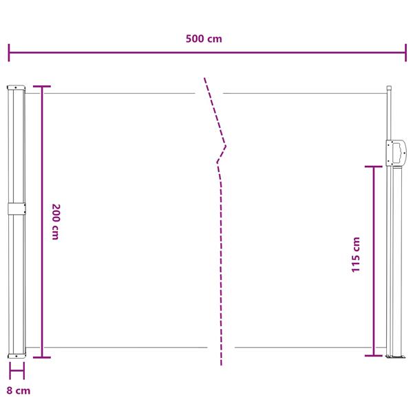 Grote foto vidaxl uittrekbaar zijscherm zand 500 x 200 cm polyester tuin en terras overige tuin en terras