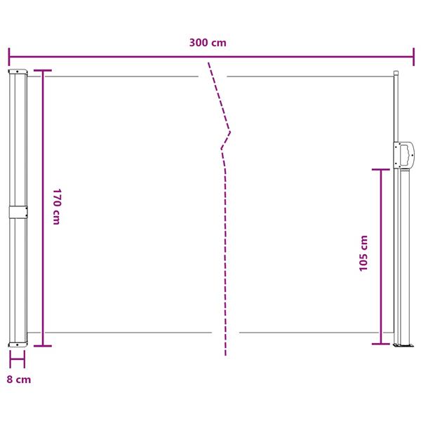 Grote foto vidaxl uittrekbaar zijscherm bruin 300 x 170 cm polyester tuin en terras overige tuin en terras