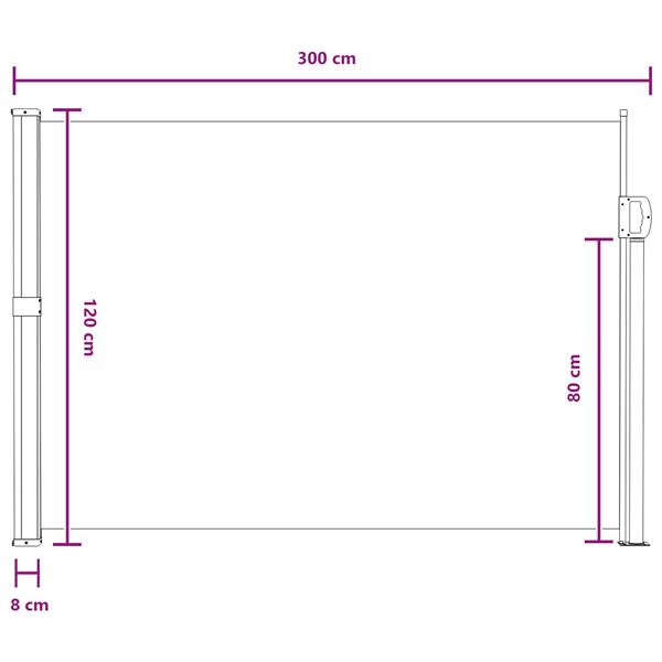 Grote foto vidaxl uittrekbaar zijscherm zand 300 x 117 cm polyester tuin en terras overige tuin en terras