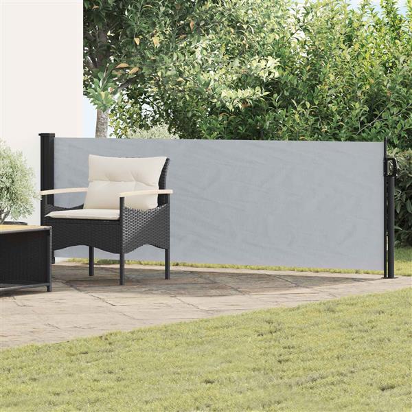 Grote foto vidaxl uittrekbaar zijscherm grijs 300 x 100 cm polyester tuin en terras overige tuin en terras