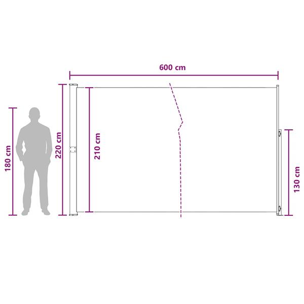 Grote foto vidaxl uittrekbaar zijscherm taupe 600 x 220 cm polyester tuin en terras overige tuin en terras