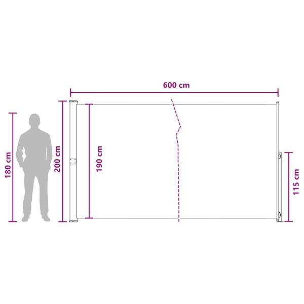 Grote foto vidaxl uittrekbaar zijscherm taupe 600 x 200 cm polyester tuin en terras overige tuin en terras