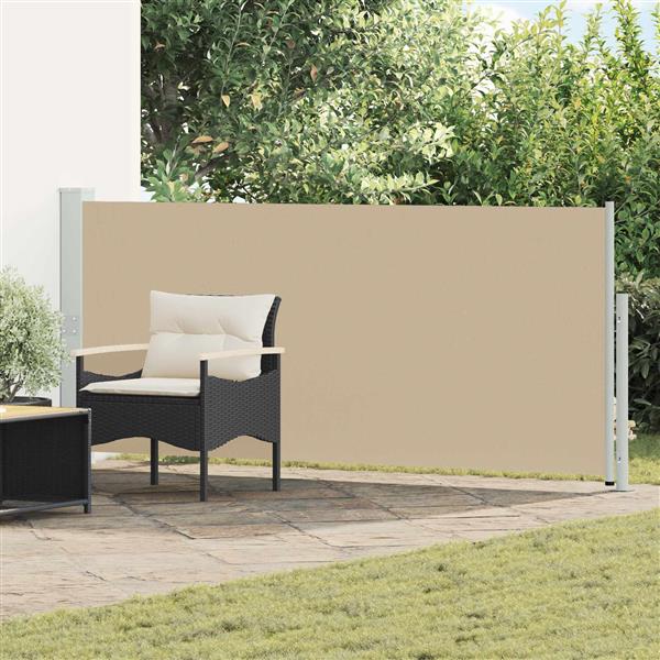 Grote foto vidaxl uittrekbaar zijscherm beige 600 x 117 cm polyester tuin en terras overige tuin en terras