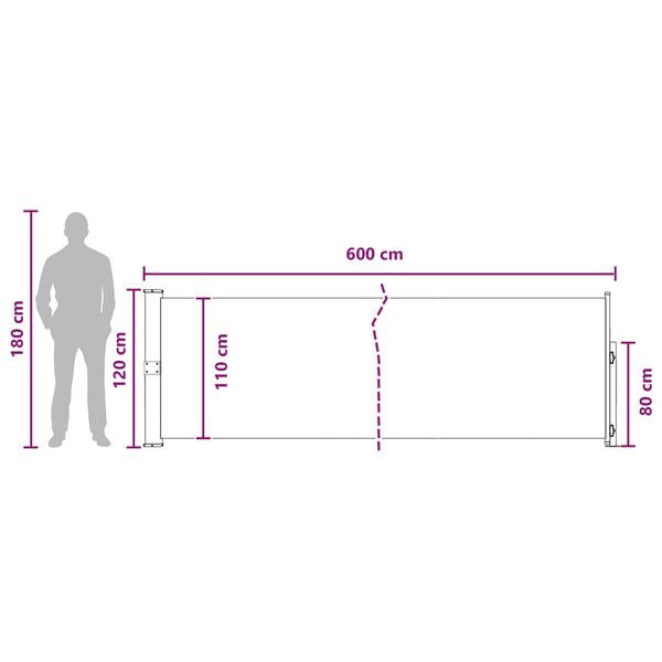 Grote foto vidaxl uittrekbaar zijscherm beige 600 x 117 cm polyester tuin en terras overige tuin en terras