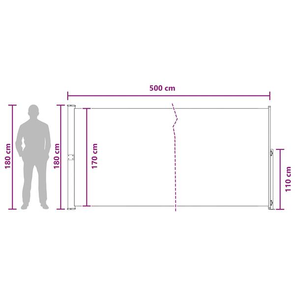 Grote foto vidaxl uittrekbaar zijscherm 100 polyester ijzer staal tuin en terras overige tuin en terras