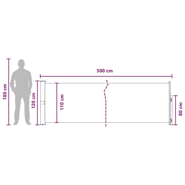 Grote foto vidaxl uittrekbaar zijscherm antracietkleurig 500 x 117 cm polyester tuin en terras overige tuin en terras