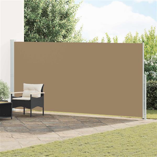 Grote foto vidaxl uittrekbaar zijscherm taupe 300 x 180 cm polyester tuin en terras overige tuin en terras