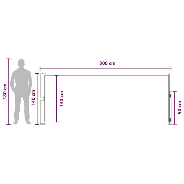 Grote foto vidaxl uittrekbaar zijscherm antracietkleurig 300 x 140 cm polyester tuin en terras overige tuin en terras