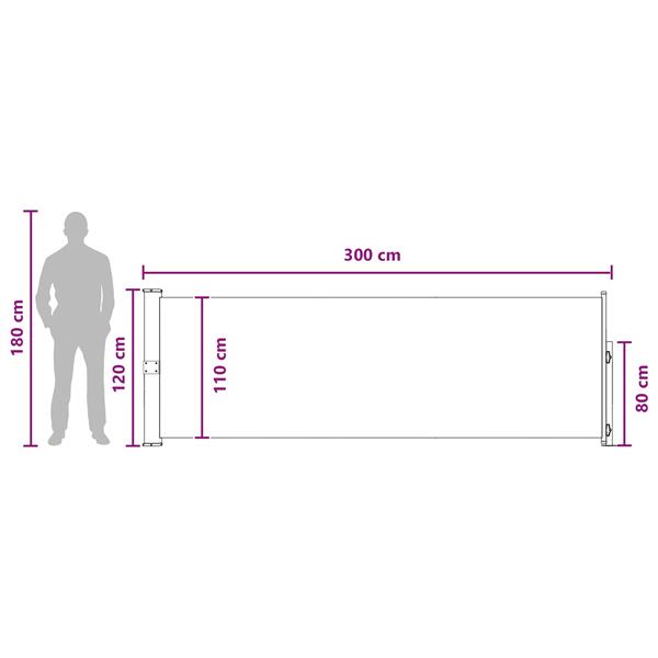 Grote foto vidaxl uittrekbaar zijscherm antracietkleurig 300 x 120 cm polyester tuin en terras overige tuin en terras