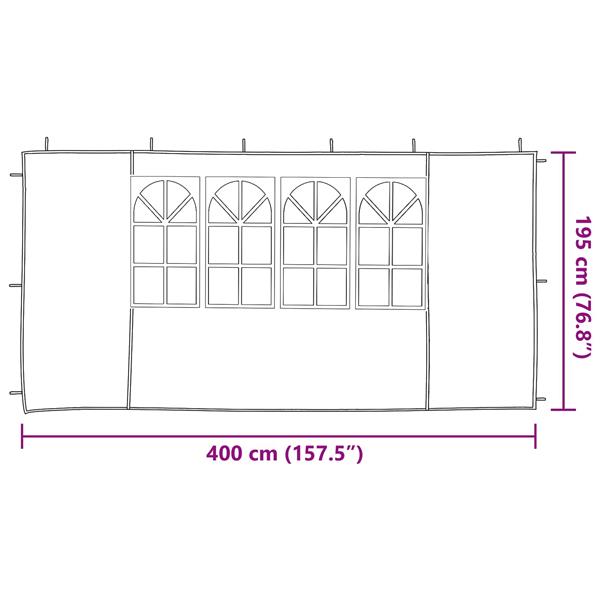 Grote foto vidaxl party tent zijwand 2 pcs 400 x 195 cm blauw pe en staal tuin en terras overige tuin en terras