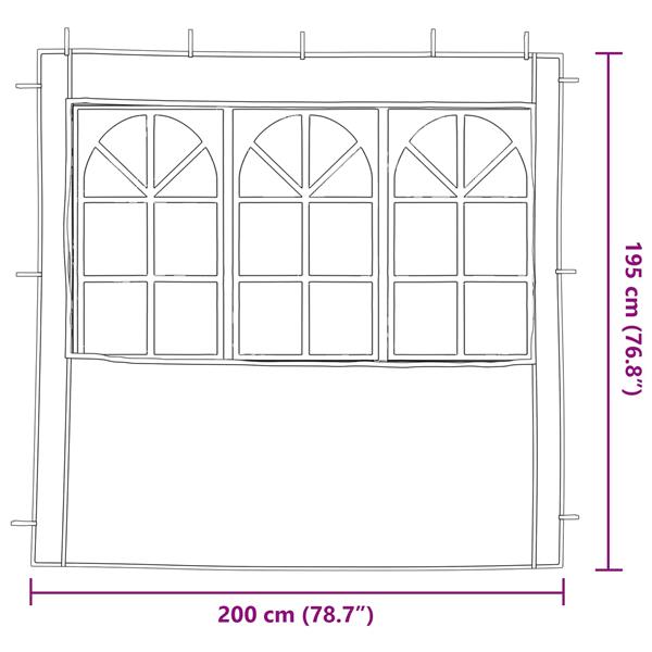 Grote foto vidaxl party tent zijwand 2 pcs 200 x 195 cm blauw pe en staal tuin en terras overige tuin en terras