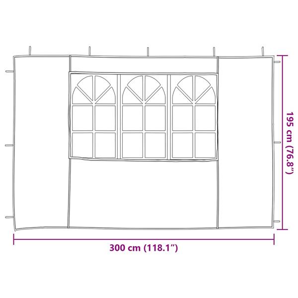 Grote foto vidaxl party tent zijwand 2 pcs 300 x 195 cm rood pe en staal tuin en terras overige tuin en terras