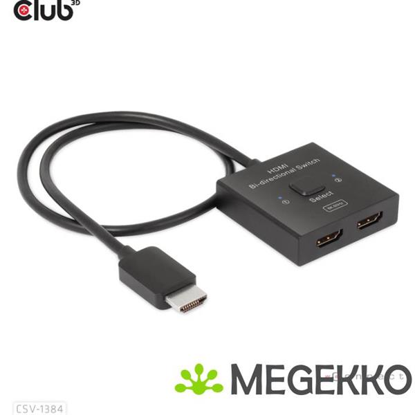 Grote foto club3d hdmi 2 in 1 bi directional switch for 8k60hz or 4k120hz computers en software netwerkkaarten routers en switches
