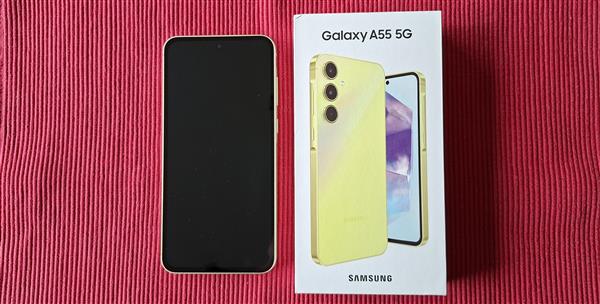 Grote foto samsung galaxy a55 5g awesome lemon. telecommunicatie samsung