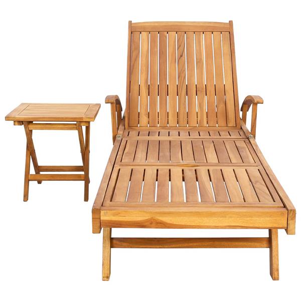 Grote foto vidaxl ligbed met tafel bruin massief teakhout tuin en terras tuinmeubelen