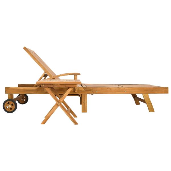 Grote foto vidaxl ligbed met tafel bruin massief teakhout tuin en terras tuinmeubelen