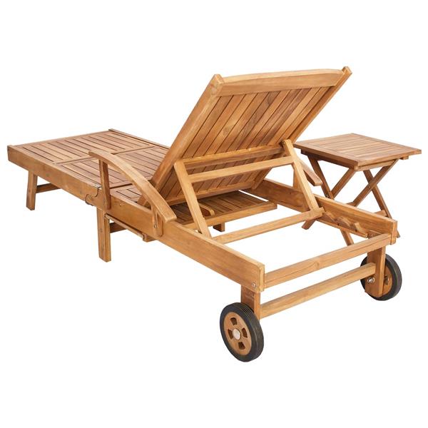 Grote foto vidaxl ligbed met tafel bruin massief teakhout tuin en terras tuinmeubelen