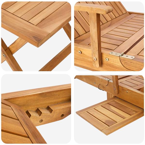 Grote foto vidaxl ligbed met tafel bruin massief teakhout tuin en terras tuinmeubelen