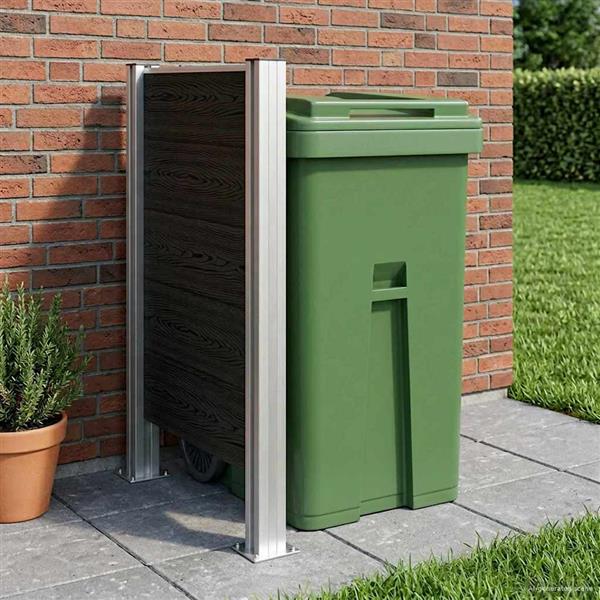 Grote foto vidaxl afvalbak schutting grijs 85 x 12 x 115 cm aluminium en wpc tuin en terras overige tuin en terras